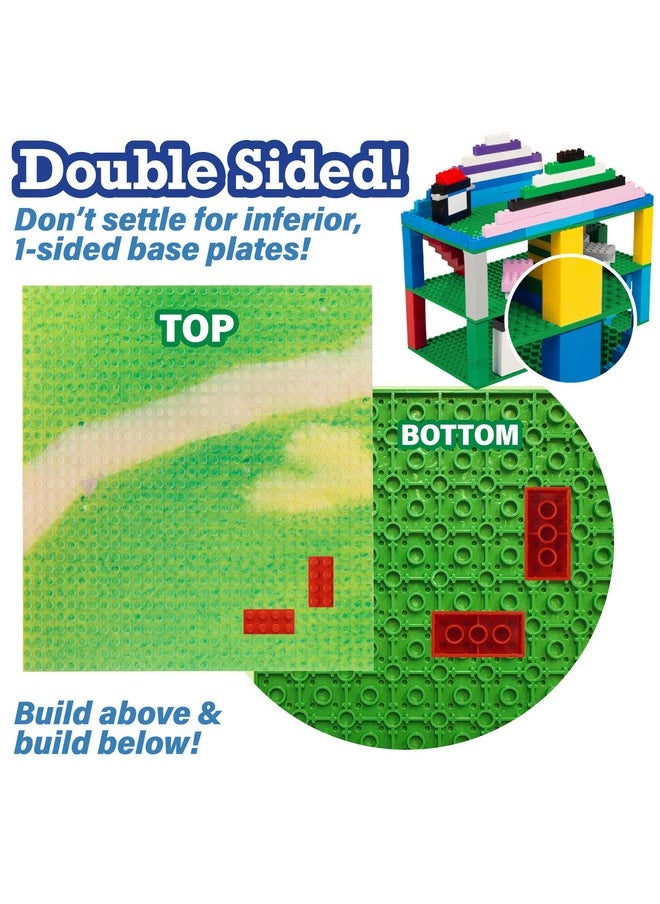 SCS Direct SCS Direct Brick Building Blocks 10x10 Large Baseplates - Grassy Field - 2 Pack - Dual Sided Base Plates Connect Top & Bottom for Better Builds - Works w Activity Tables, Tight fit Major Brick Brands  - Image 4