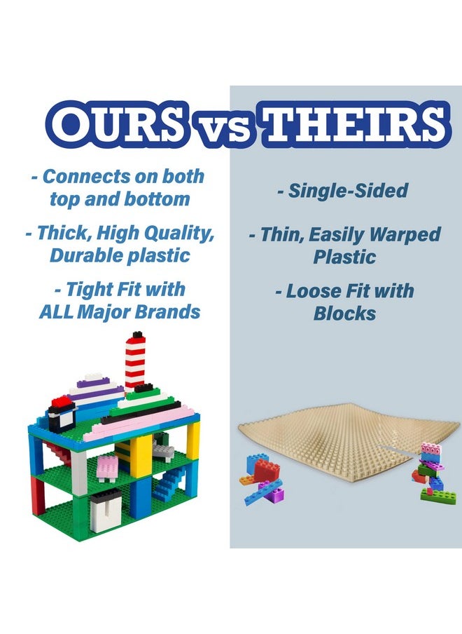 SCS Direct SCS Direct Brick Building Blocks 10x10 Large Baseplates - Grassy Field - 2 Pack - Dual Sided Base Plates Connect Top & Bottom for Better Builds - Works w Activity Tables, Tight fit Major Brick Brands  - Image 5