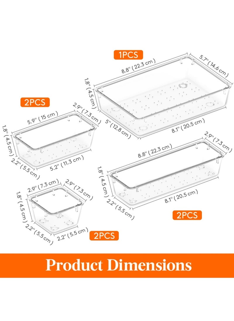 Generic 25pcs Drawer Organiser Set, Plastic Makeup Drawer Organiser, Clear Desk Drawer Dividers Tray for Cosmetic, Stationery and Gadgets, Draw Organizer for Dressing Table, Bathroom, Office, Bedroom  - Image 2