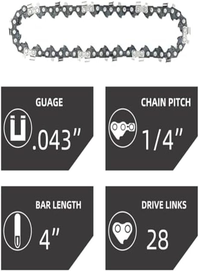 5 Pieces GTA 26 4 Inch Mini Chainsaw Chain for Stihl GTA 26 Replace Blade Pruner Mini Chainsaw Hand Held 4-inch Portable Electric Chainsaw Cordless for Tree Branches 3670 005 0028 - Image 2