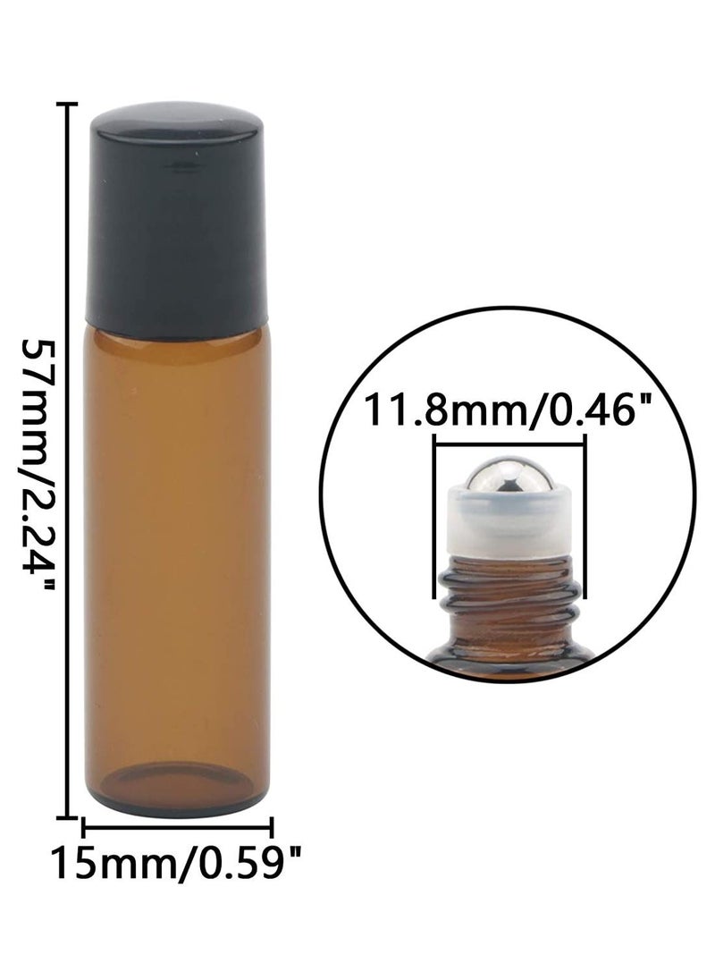 Generic 10-Piece 5ml Amber Glass Essential Oil Roller Bottles  - Image 2