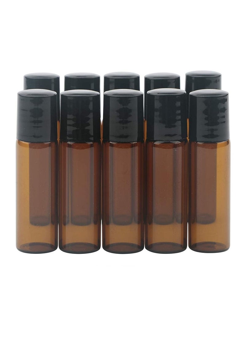 Generic 10-Piece 5ml Amber Glass Essential Oil Roller Bottles  - Image 1