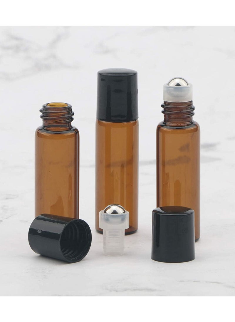 Generic 10-Piece 5ml Amber Glass Essential Oil Roller Bottles  - Image 3