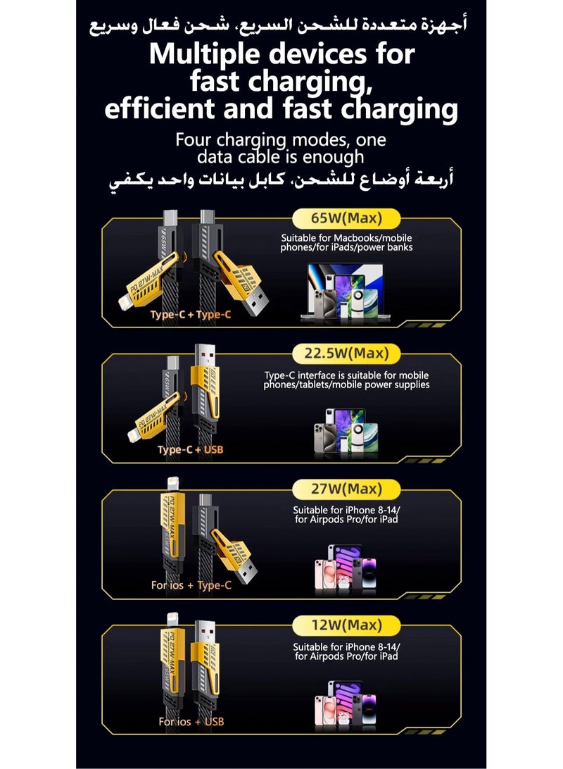 Data Cable Four in One Super Fast Charging PD27W Charging Dual Type-c65W Fast Charging Cable Multifunctional - Image 2