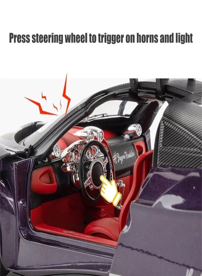 Arthasya Model 1:18 Pagani Huayra Model Alloy Metal Pull Back Die-cast Car Openable Doors with Sound and Light Vehicle Car Toy for Kids - Multicolor - Image 4
