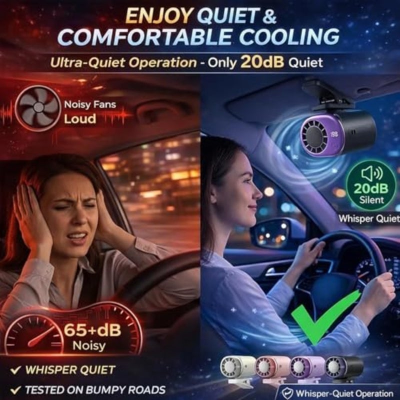 مروحة مكيف هواء بمشبك للسيارة مع شاشة LED - دوران 360 درجة، نظام تبريد صغير محمول للسيارة قابل لإعادة الشحن عبر USB، 199 سرعة قابلة للتعديل، 16 مشبك عريض شبه تبريد - Image 3