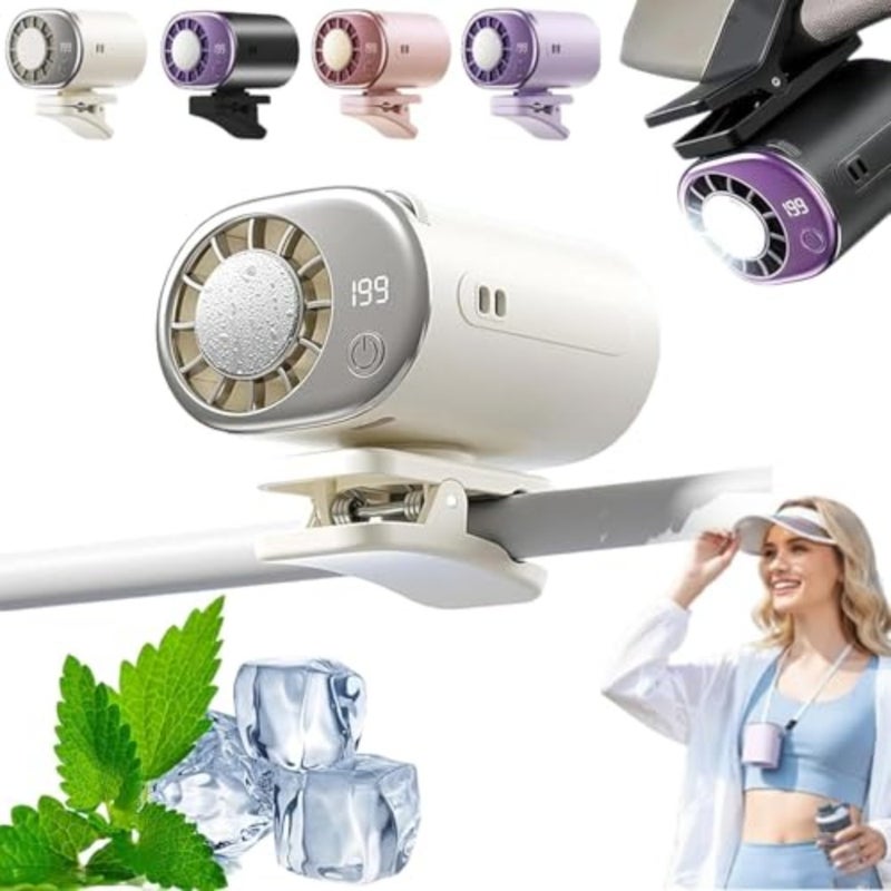 مروحة مكيف هواء بمشبك للسيارة مع شاشة LED - دوران 360 درجة، نظام تبريد صغير محمول للسيارة قابل لإعادة الشحن عبر USB، 199 سرعة قابلة للتعديل، 16 مشبك عريض شبه تبريد - Image 1