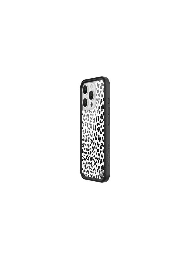 Wildflower Cases - Compatible with Apple iPhone 16 Pro | Protective Black Bumper, 4ft Drop Test Certified, Women Owned Small Business | Snow Meow - Animal Leopard White Black Floral Cute Trendy - Image 2