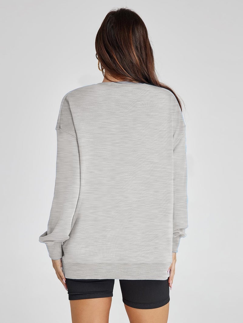 Glamaker Oversized Sweatshirt for Women Crew Neck Sweatshirts Long Sleeve Pullover Fall Fashion Y2k Clothes 2024 Grey S - Image 5