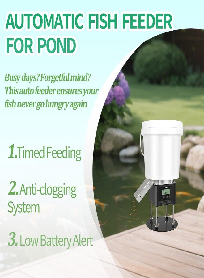 briidea Automatic Fish Feeder for Pond, Briidea Outdoor Pond Feeder with 4L Capacity, Timed Feeding, Anti Clog System, Wildlife - Proof Design & Waterproof Housing - Image 2