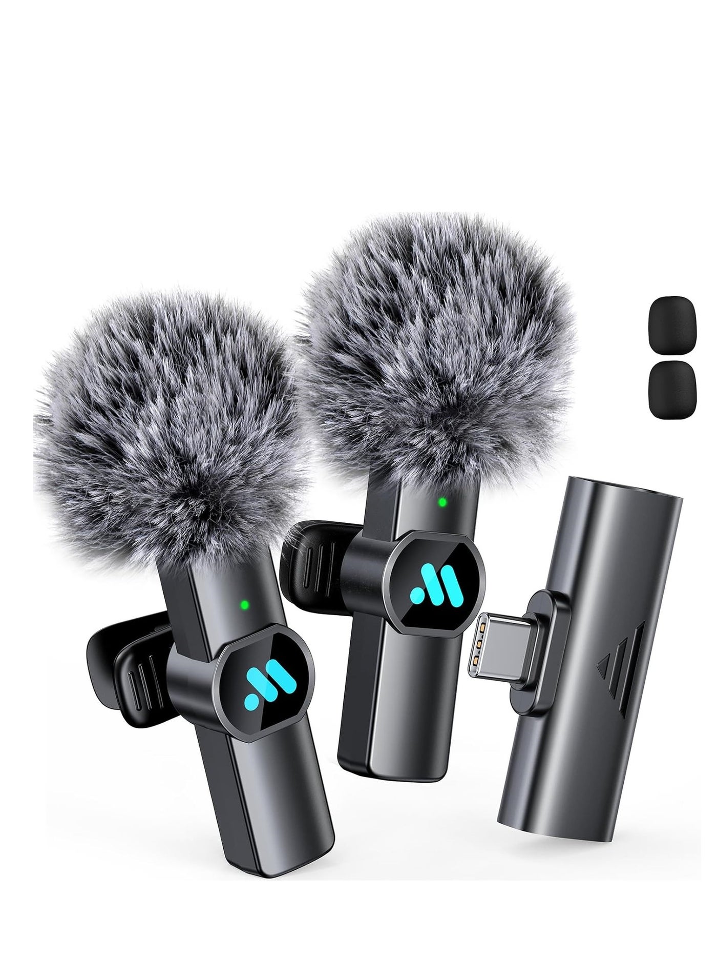 GUDOO 2 Pack Wireless Lavalier Microphone for iPhone iPad Android with Charge Case Mini Clip/Magnetic Microphones for Lightning/USB-C Video Recording Vlogging YouTube Interviews 100FT