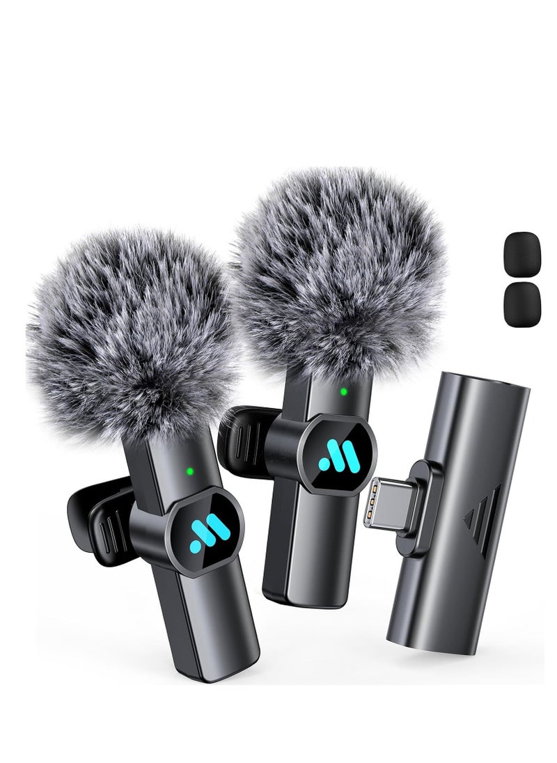 GUDOO - 2 Pack Wireless Lavalier Microphone for iPhone iPad Android with Charge Case Mini Clip/Magnetic Microphones for Lightning/USB-C Video Recording Vlogging YouTube Interviews 100FT - Image 1