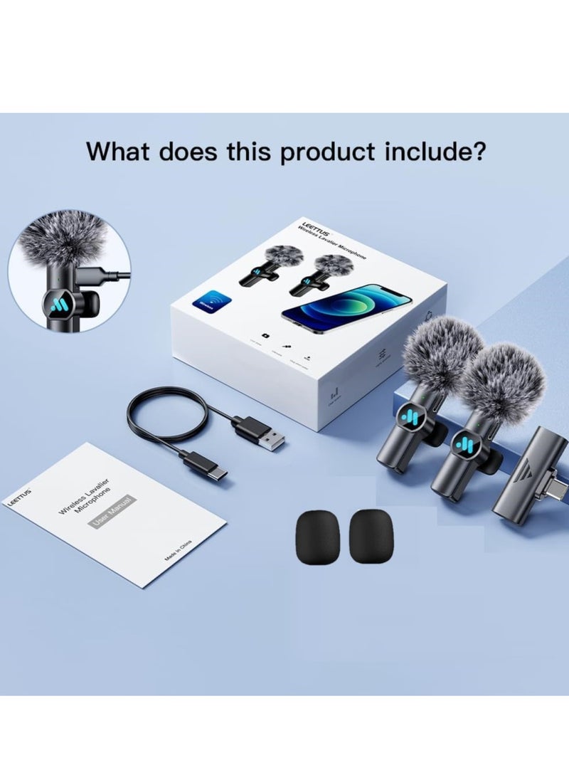 GUDOO - 2 Pack Wireless Lavalier Microphone for iPhone iPad Android with Charge Case Mini Clip/Magnetic Microphones for Lightning/USB-C Video Recording Vlogging YouTube Interviews 100FT - Image 1