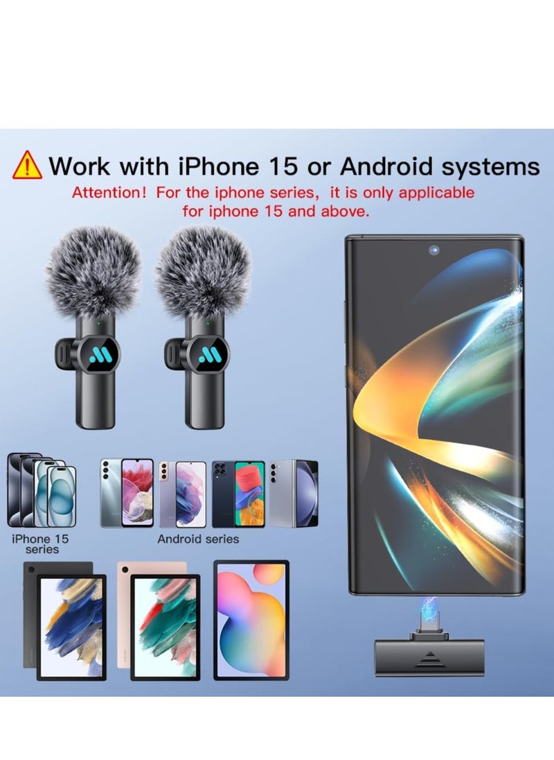 GUDOO - 2 Pack Wireless Lavalier Microphone for iPhone iPad Android with Charge Case Mini Clip/Magnetic Microphones for Lightning/USB-C Video Recording Vlogging YouTube Interviews 100FT - Image 1