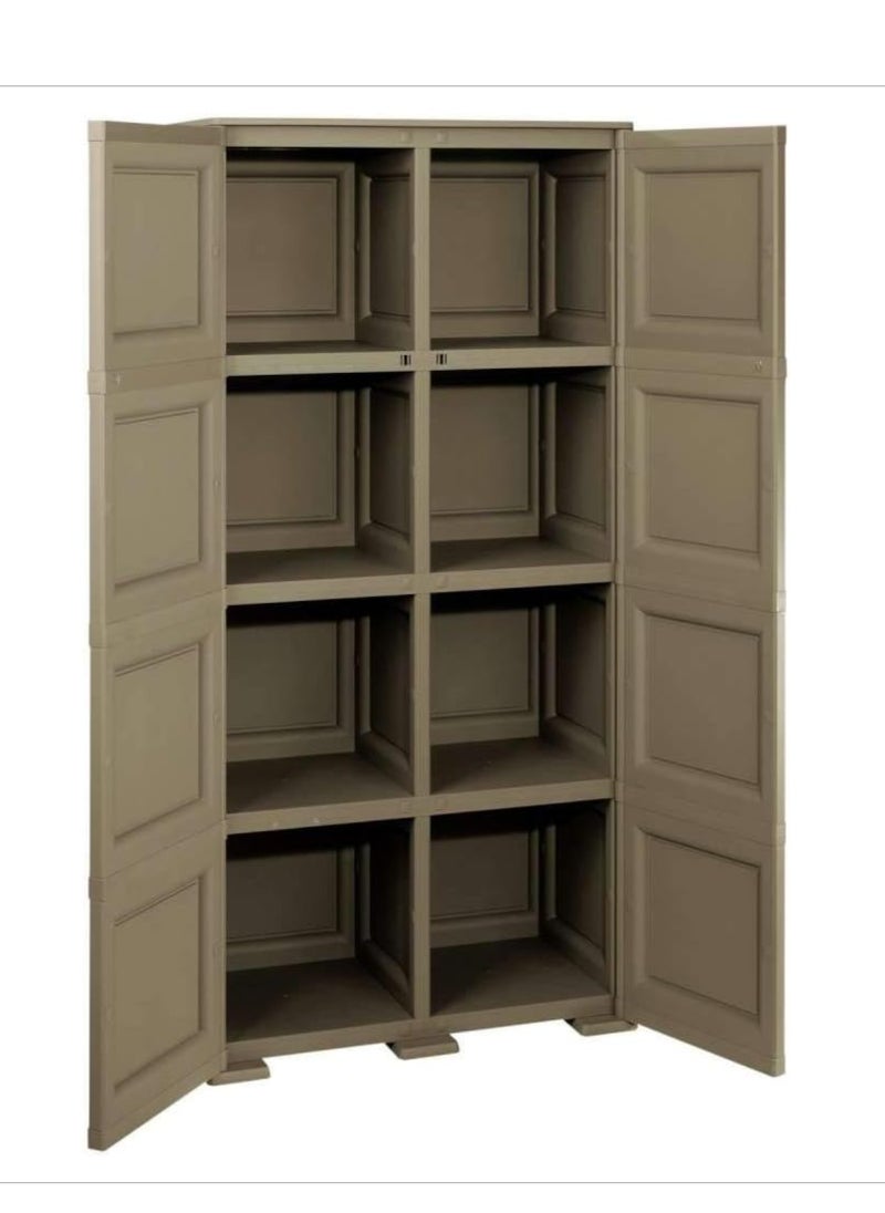 Tontarelli - Tontarelli Storage Cabinet, Made in Italy, for Home, Office & Outdoor, Garage Organizer, Multipurpose Storage Cupboard with 8 Compartments & Multiple Shelves, 79L x 43W x 164H cm, Dark Brown - Image 1