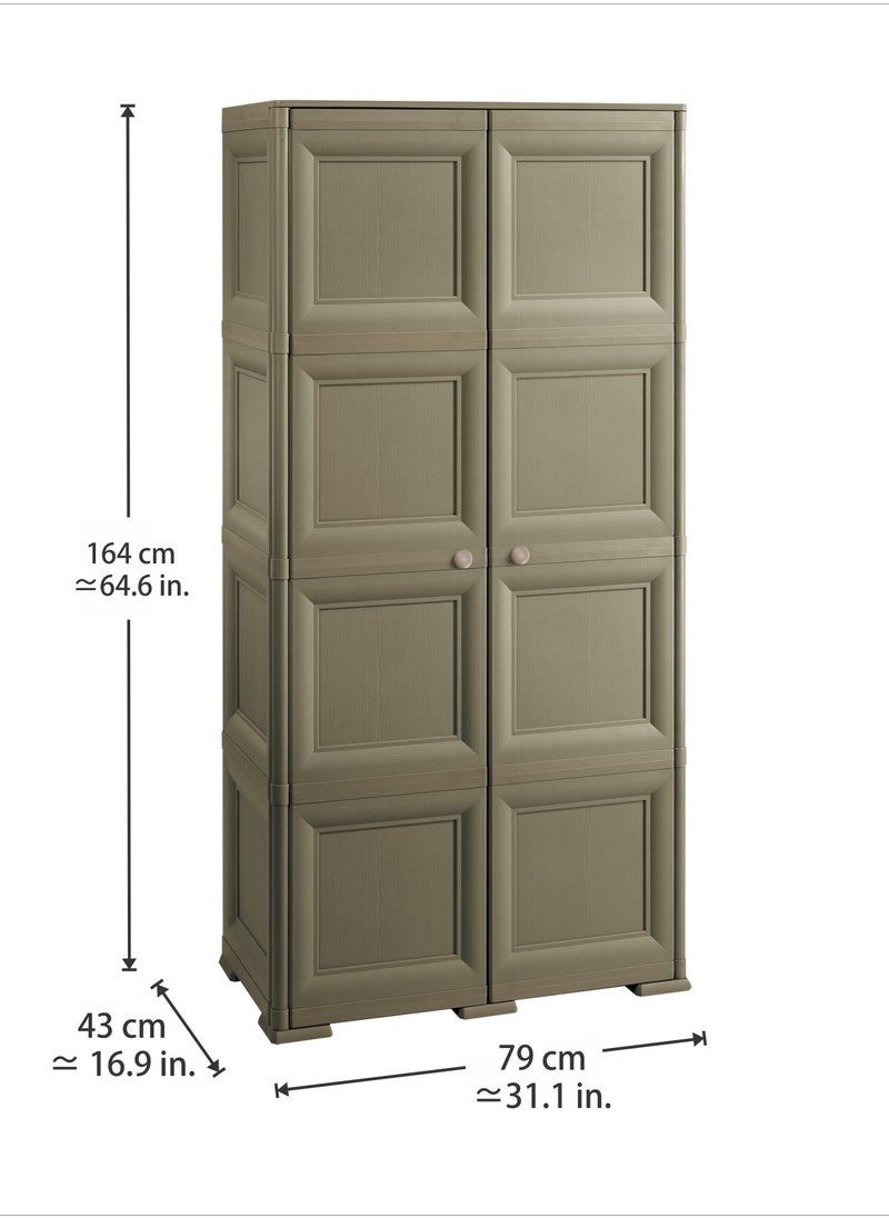 Tontarelli - Tontarelli Storage Cabinet, Made in Italy, for Home, Office & Outdoor, Garage Organizer, Multipurpose Storage Cupboard with 8 Compartments & Multiple Shelves, 79L x 43W x 164H cm, Dark Brown - Image 1
