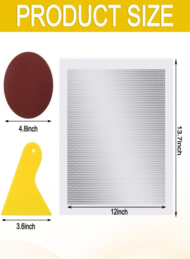 Yaocom 2 Pcs 12x12 Inch Drywall Repair Kit Self Adhesive Mesh Drywall Repair Patch Set with Sanding Pads and Scraper Heavy Duty Metal Aluminum Dry Hole Patch Tools for Large Hole Wall Ceiling Tool - Image 4