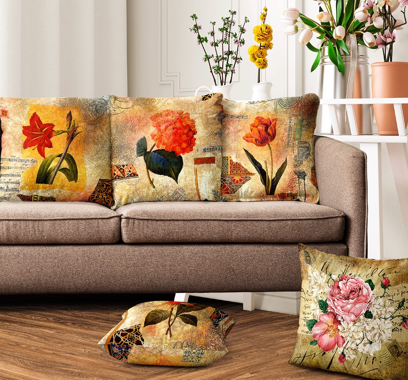 Ultimate Trends Polyester Digital Modern Printed Cushion Cover 18x18 Set of 5, Light Brown (UTCC-1012_ 18) - Image 1