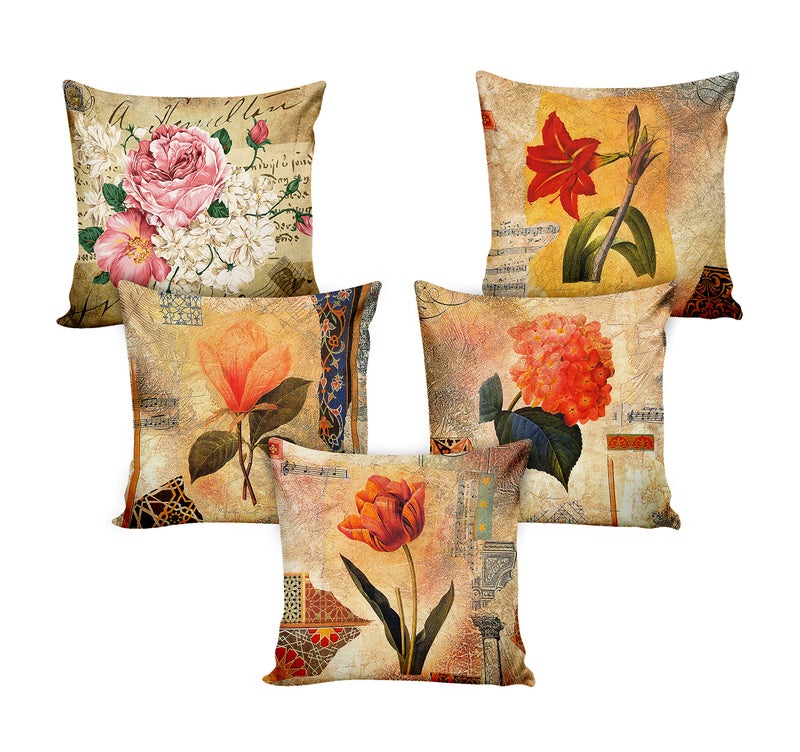 Ultimate Trends Polyester Digital Modern Printed Cushion Cover 18x18 Set of 5, Light Brown (UTCC-1012_ 18) - Image 2