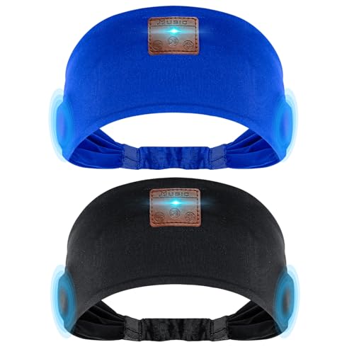 Mixiba 2-Pack Sleeping Headphones, Headband Headphones with Ultra-Thin HD Stereo Speaker, Bluetooth Headband for Sports, Workouts, Insomnia, Yoga, Air Travel, Meditation - Black&Blue - Image 1