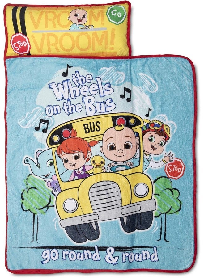 CoComelon Kids Nap-Mat Set - Includes Pillow and Plush Blanket - Great for Boys or Girls Napping During Daycare, Preschool, or Kindergarten - Fits Toddlers and Young Children