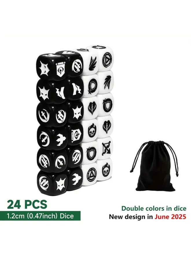 24 قطعة من نرد العد الأسود والأبيض 1 1 لألعاب ماجيك ذا غاذرين وتي سي جي وألعاب الطاولة - Image 4