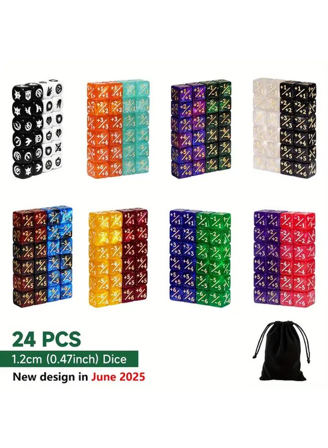 24 قطعة من نرد العد الأسود والأبيض 1 1 لألعاب ماجيك ذا غاذرين وتي سي جي وألعاب الطاولة - Image 2