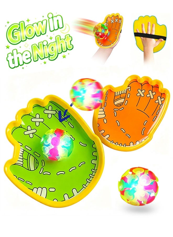 Organizer LED Toss and Catch Ball Game Set, 1 LED with 2 Easy, Grip Gloves, Beach Sports Toys for Kids, Outdoor Games for Backyard or Park, Easter Gift for Kids - Image 1