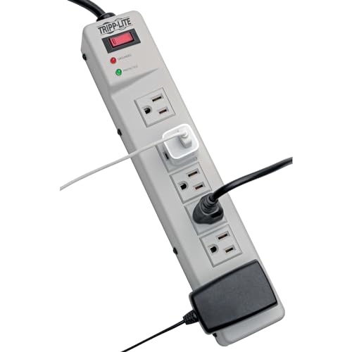 Tripp Lite 6 Right Angle Outlet Surge Protector Power Strip, 6ft Cord, Metal, TLM626, White - Image 2