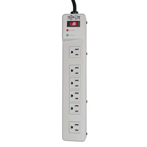 Tripp Lite 6 Right Angle Outlet Surge Protector Power Strip, 6ft Cord, Metal, TLM626, White - Image 5
