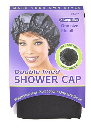 Annie X-large Double Lined Shower Cap Waterproof (Black) #4407 - Image 4