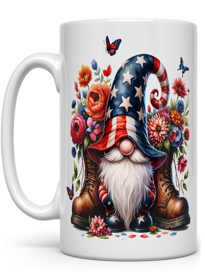 Loftipop Patriotic Gnome Coffee Mug, 4th of July Independance Day Cup for Mom Friend Coworker Grandma Daughter (11oz) - Image 1