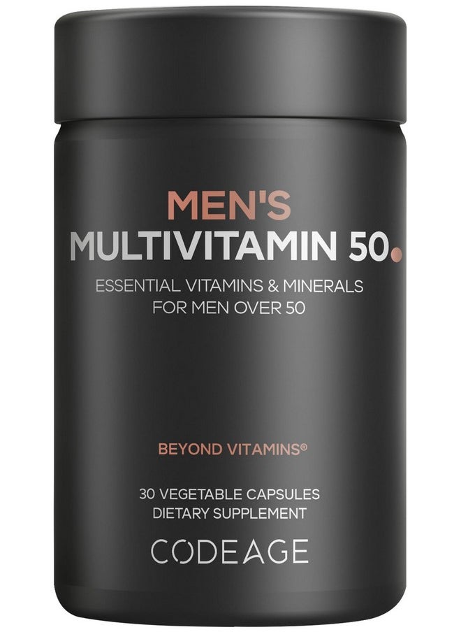 Codeage Codeage Men's Multivitamin 50 - Essential Vitamins & Minerals for Men Over 50 - Daily Multivitamins for Men Supplement - Vitamin A, C, D3, E, B6, B1, CoQ10, Probiotics, Lutein - Non-GMO - 30 Capsules  - Image 1