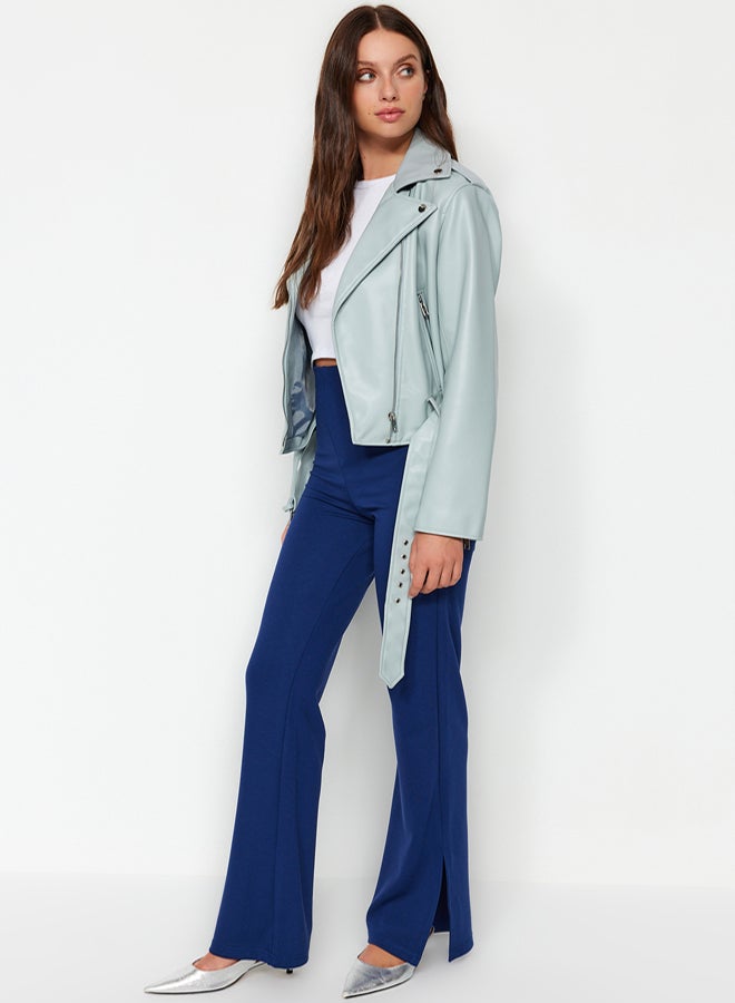 trendyol Slits in the Sides Flare/Flare-Flare High Waist Knitted Trousers TWOSS23PL00134 - Image 2