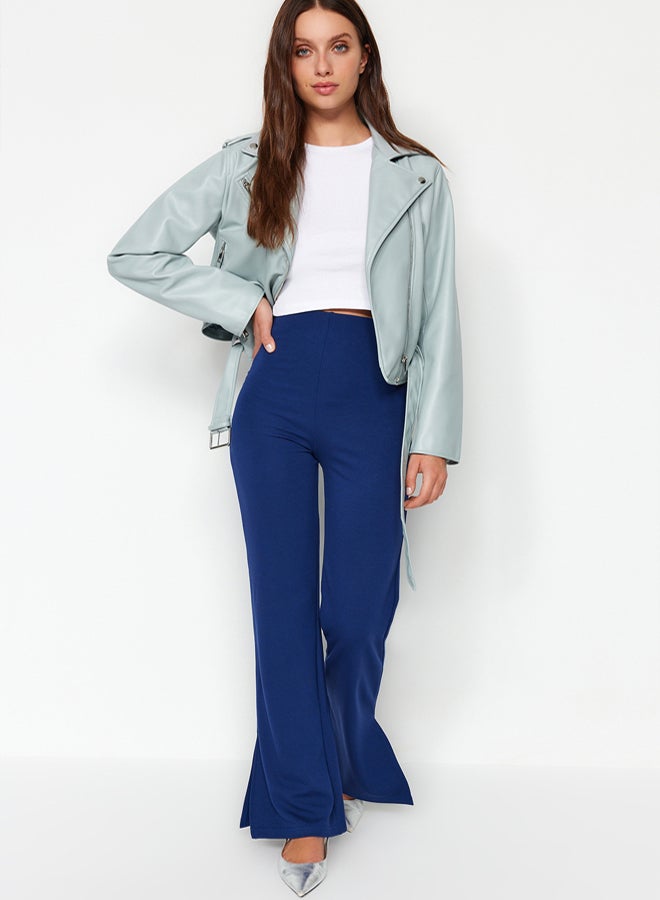 trendyol Slits in the Sides Flare/Flare-Flare High Waist Knitted Trousers TWOSS23PL00134 - Image 3