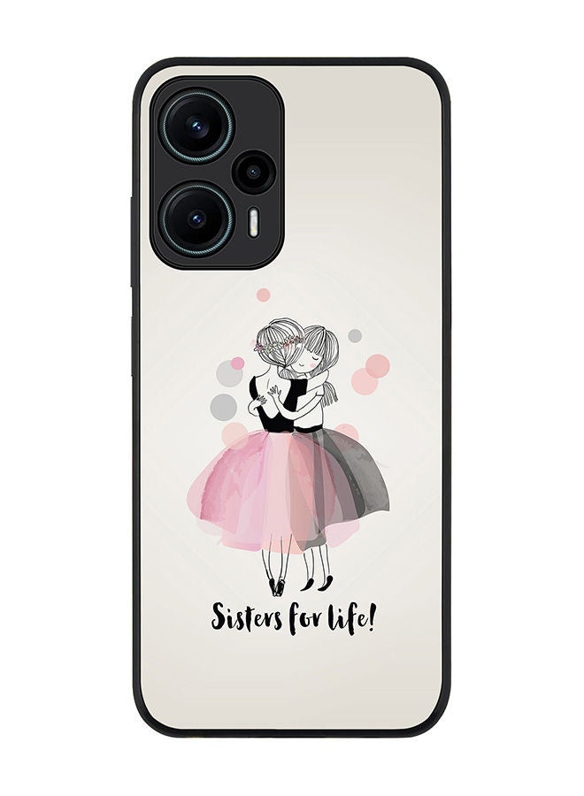 Stylizedd Rugged Black edge case for Xiaomi Poco F5 5G / Xiaomi Redmi Note 12 Turbo 5G Slim fit Soft Case Flexible Rubber Edges Anti Drop TPU Gel Thin Cover - Sisters for Life! - Image 1