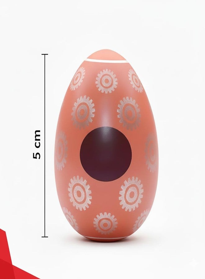 6TI9 Relaxation Tool with Gear Pattern, Coral Pink, Compact Design with Oval Window - Image 3