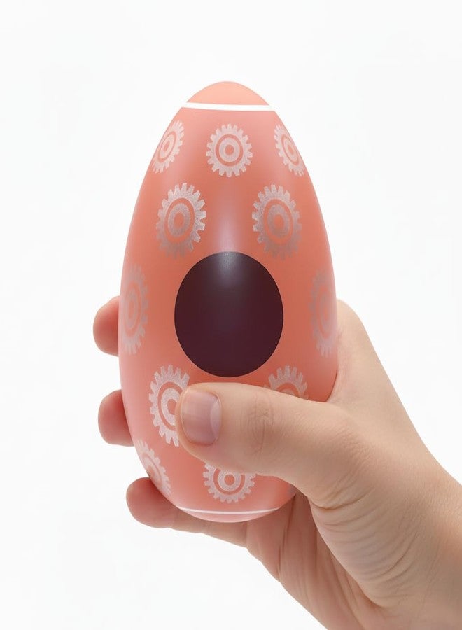6TI9 Relaxation Tool with Gear Pattern, Coral Pink, Compact Design with Oval Window - Image 2