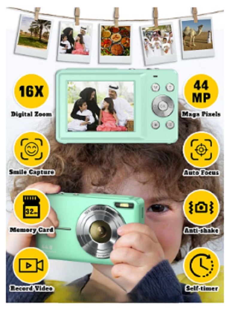 Generic Digital Camera for Kids - FHD 1080P 44MP - Rechargeable Compact Mini Camera with 16X Digital - Portable Pocket Camera - With 32GB Memory Card  - Image 1