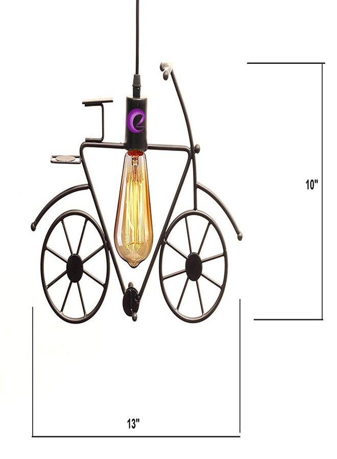 GreyWings Vintage Cycle Shaped Hanging Light for Home Decor | Black Pendant Lamp | E27 Bulb Holder, Bulb Not Included | Decorative Industrial Style Lamp for Living Room, Bedroom, Café, Restaurants - Image 2
