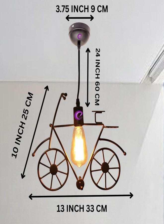 GreyWings Vintage Cycle Shaped Hanging Light for Home Decor | Black Pendant Lamp | E27 Bulb Holder, Bulb Not Included | Decorative Industrial Style Lamp for Living Room, Bedroom, Café, Restaurants - Image 3