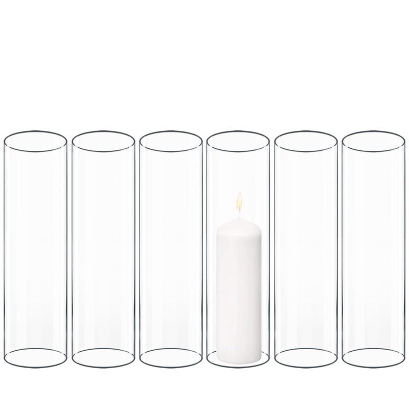 CYS EXCEL 6 PCS H10 D3 Open Ended Glass Hurricane Candleholder Tube Shade Bottomless Candle Chimney Cover - Image 1