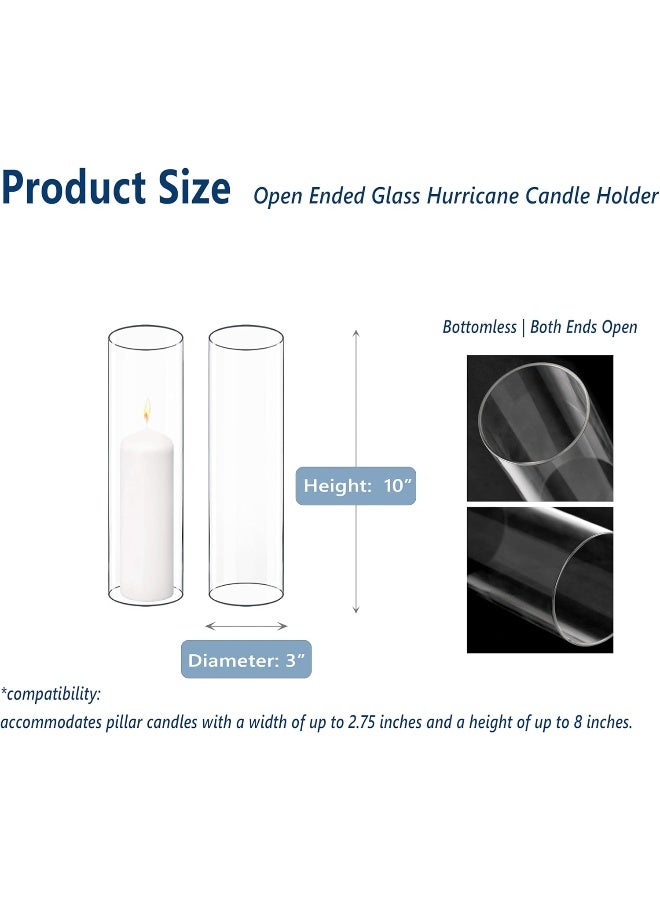 CYS EXCEL 6 PCS H10 D3 Open Ended Glass Hurricane Candleholder Tube Shade Bottomless Candle Chimney Cover - Image 3