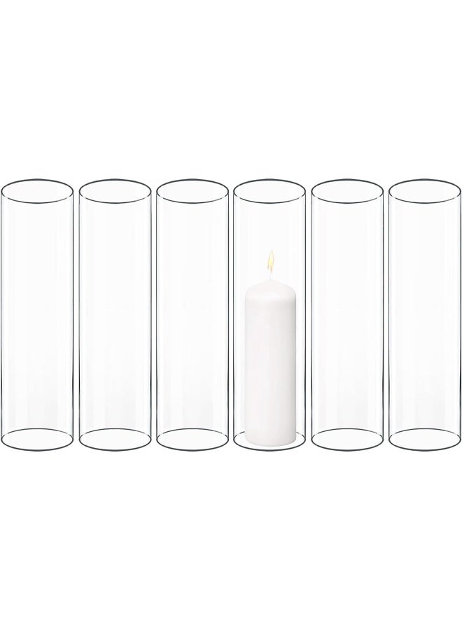 CYS EXCEL 6 PCS H10 D3 Open Ended Glass Hurricane Candleholder Tube Shade Bottomless Candle Chimney Cover - Image 2