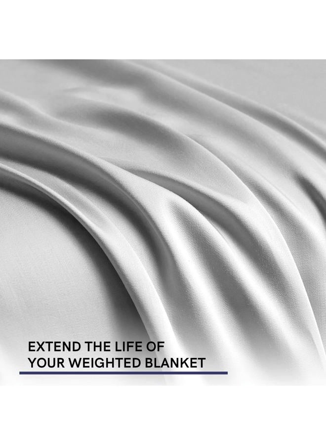 YnM Exclusive Cooling Duvet Cover for Weighted Blankets with 16 Strings (Light Grey, 48"x72") - Image 4