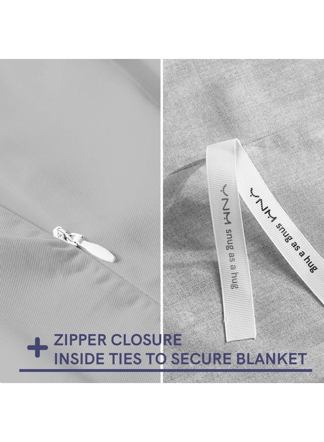YnM Exclusive Cooling Duvet Cover for Weighted Blankets with 16 Strings (Light Grey, 48"x72") - Image 3
