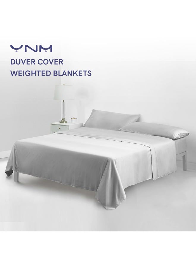 YnM Exclusive Cooling Duvet Cover for Weighted Blankets with 16 Strings (Light Grey, 48"x72") - Image 2