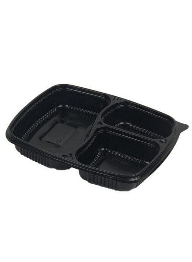 ACHIEVER PACKAGING 3 Compartment Unbreakable Made of 100% BPA Free Food Grade Virgin Plastic Plates Meal Tray with lid for Dinner, Lunch - Pack of 25 (Black) - Image 3