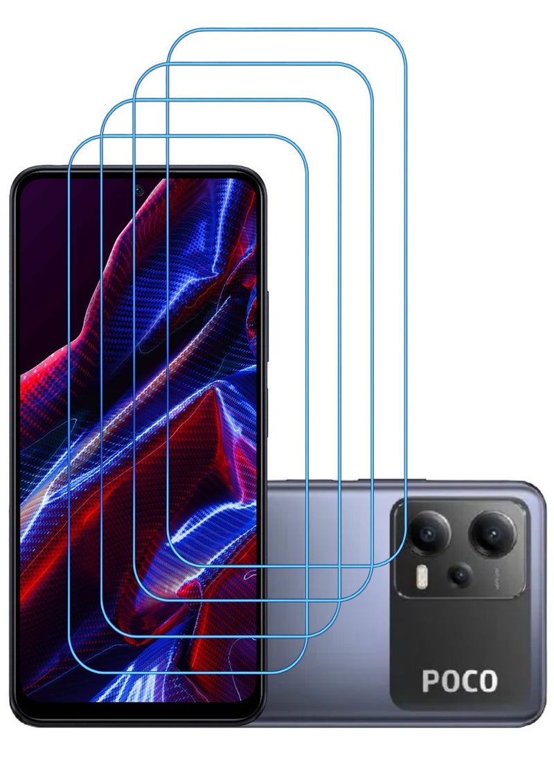 ACLIX 4 Pieces Antistatic ESD Dustproof Premium Quality High Definition Clear Tempered Glass Screen Protector Designed For Xiaomi Poco X5 - Image 1