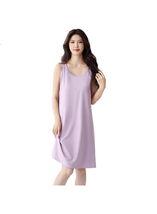 Joae [Tencel Modal] Padded Nightgown, Spaghetti Strap Cotton Sleepwear, Women'S Summer Wear, Can Be Worn Outside, Loungewear, Blue, L - Image 3